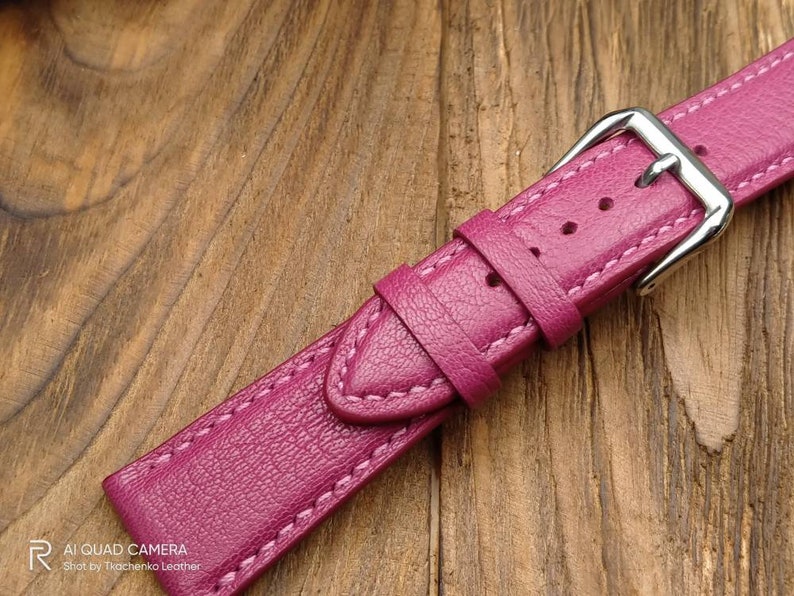 Handcrafted Pink Watch Band Leather Watch Straps 14 16 18 19 Etsy