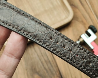 Handmade Brown Alligator Leather Watch Band: Bespoke Stitching