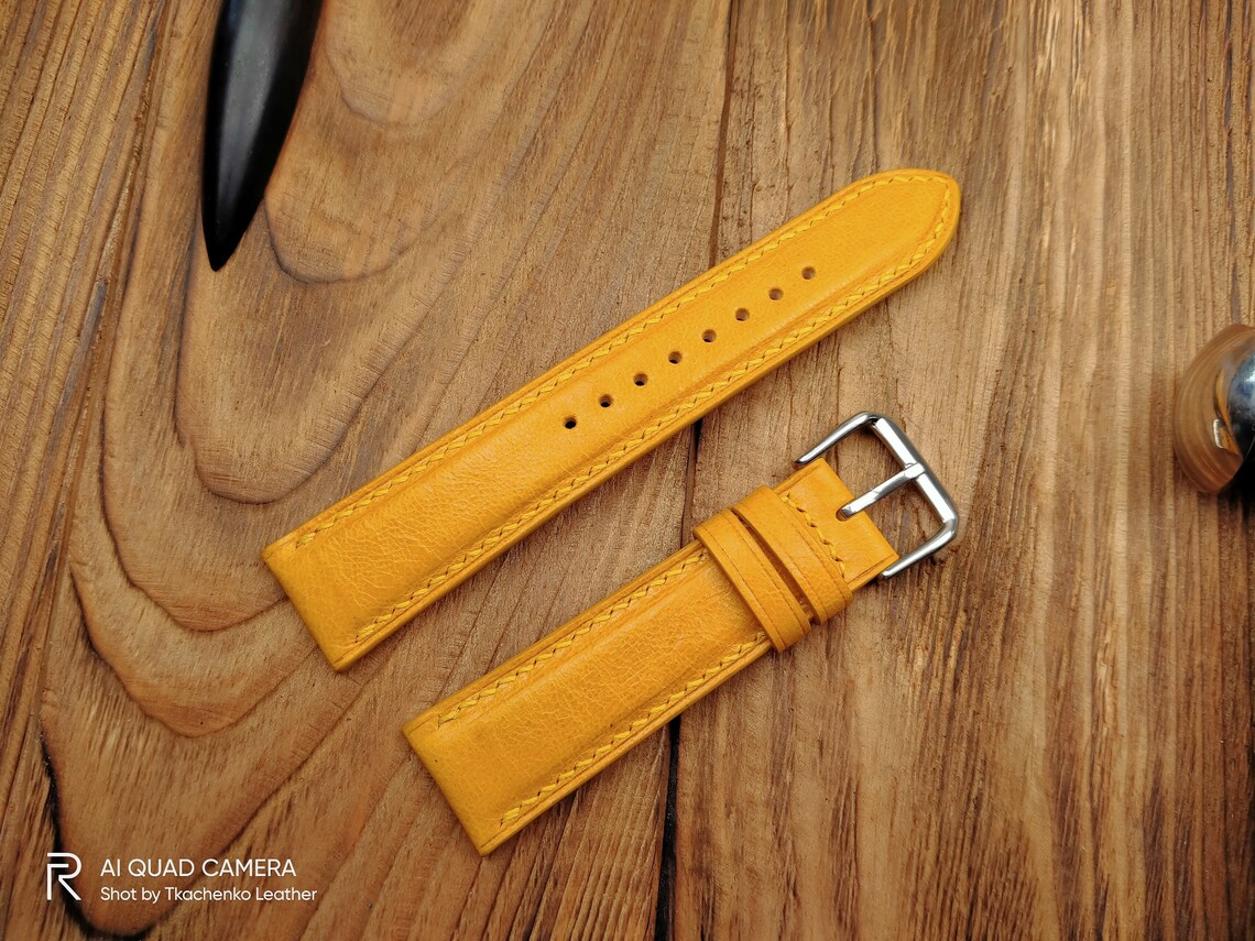 Yellow Leather Watch Band 14mm 16 Mm 20mm Watch Strap 18mm Etsy