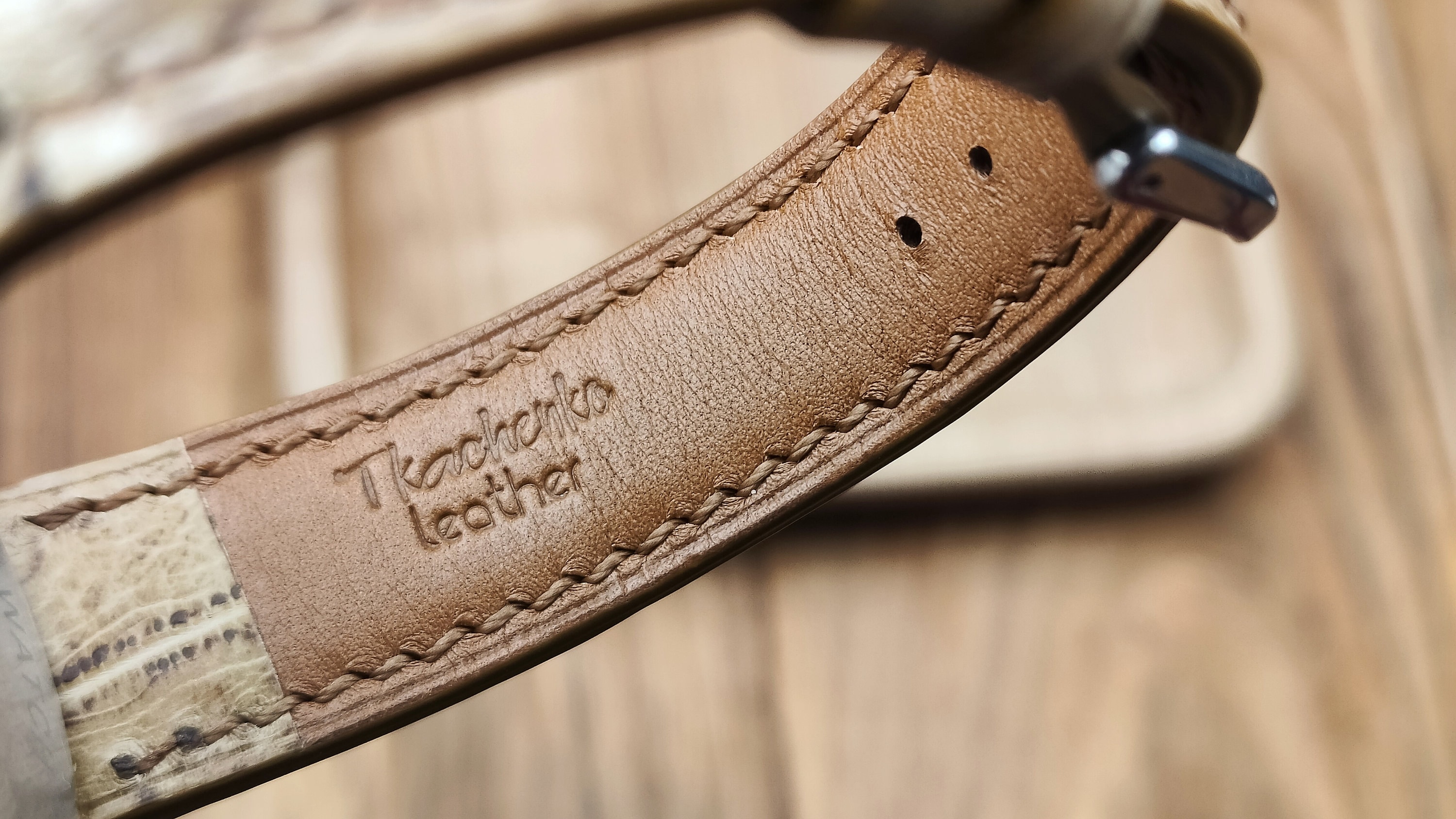 Luxury Alligator Leather Watch Band – Handmade Cream Color Beige Alligator leather watch band, High quality alligator  main image 4