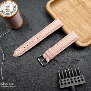 ANY MODIFICATION pink snake bespoke leather band, Only hand stitching and customized size for your favorite watch.