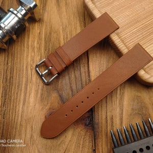 ANY MODIFICATION  cognac bespoke leather band, Only hand stitching and customized size for your favorite watch. Brown flat style strap