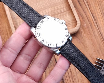 Black Karung Snake Leather Watch Strap: Handmade Bespoke Band