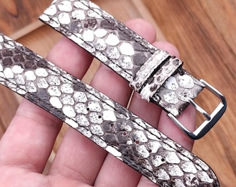Hand Stitched Python Leather Watch Strap - Custom Size