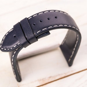 ANY MODIFICATION navy bespoke leather band, Only hand stitching and customized size for your favorite watch. Padding style
