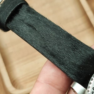 Black fluffy leather bespoke leather band, Only hand stitching and customized size for your favorite watch. Gift for watch.