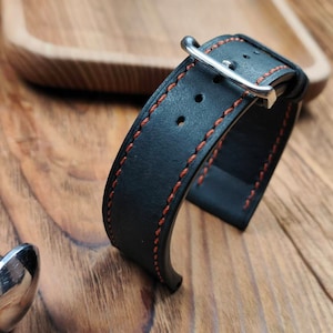 ANY MODIFICATION black matte leather watch band soft leather 14 16 18 19 20 22 watch straps black strap custom watchbands MENS quick release