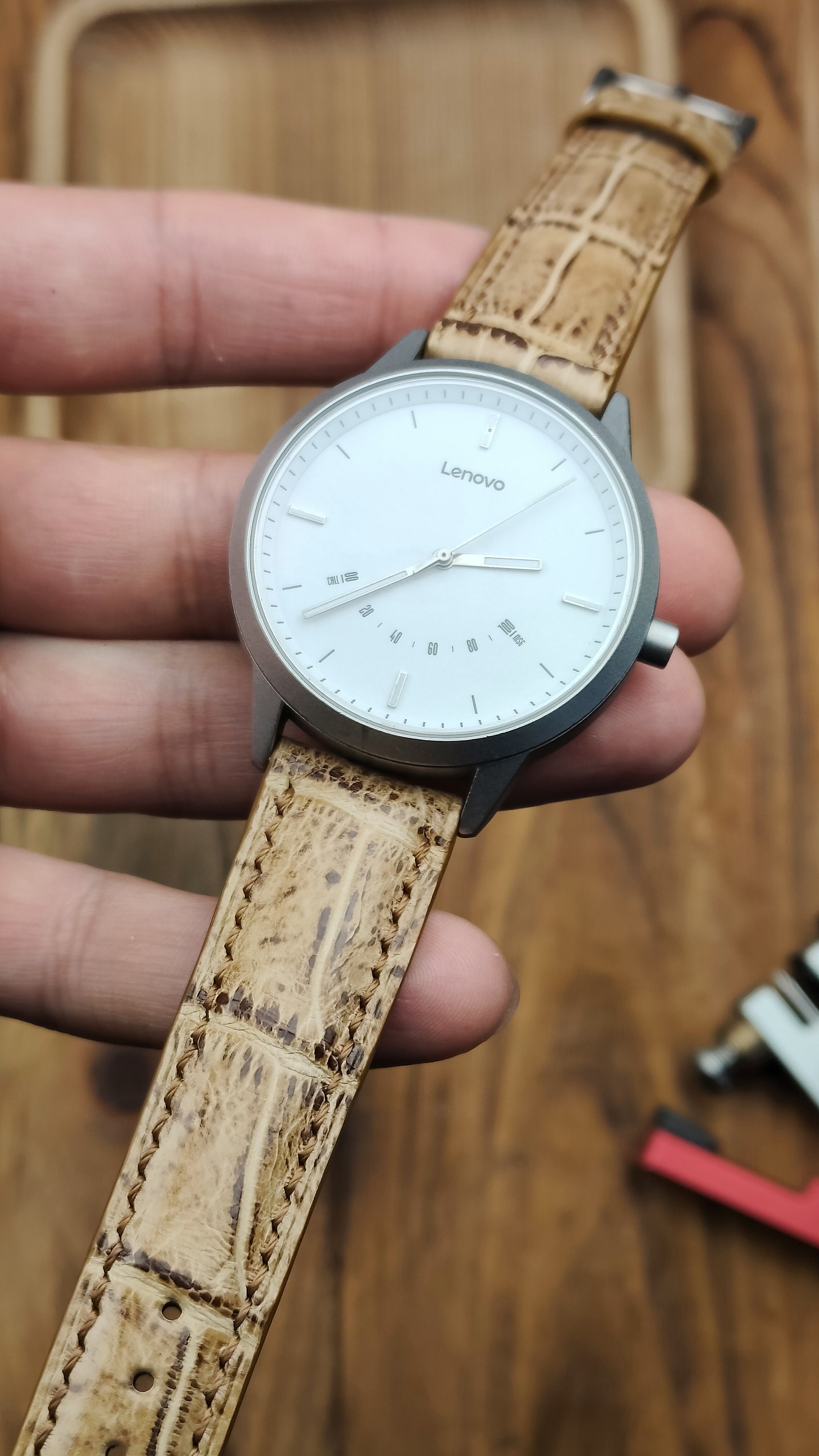 Luxury Alligator Leather Watch Band – Handmade Cream Color Beige Alligator leather watch band, High quality alligator  main image 2
