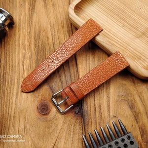 ANY MODIFICATION orange stingray bespoke leather band, Only hand stitching and customized size for your favorite watch. Flat style