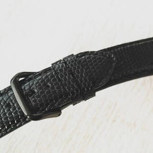 Apple watch black lizard bespoke leather band, Only hand stitching and customized size for your favorite watch, iguana leather band