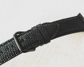 ブラックリザード Apple Watch バンド：ハンドメイドレザーストラップ、カスタムサイズ