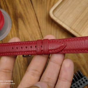 ANY MODIFICATION red bespoke leather band, Only hand stitching and customized size for your favorite watch. Padding style