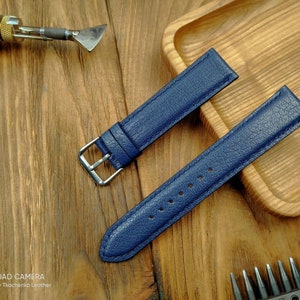 ANY MODIFICATION navy bespoke leather band, Only hand stitching and customized size for your favorite watch blue leather band