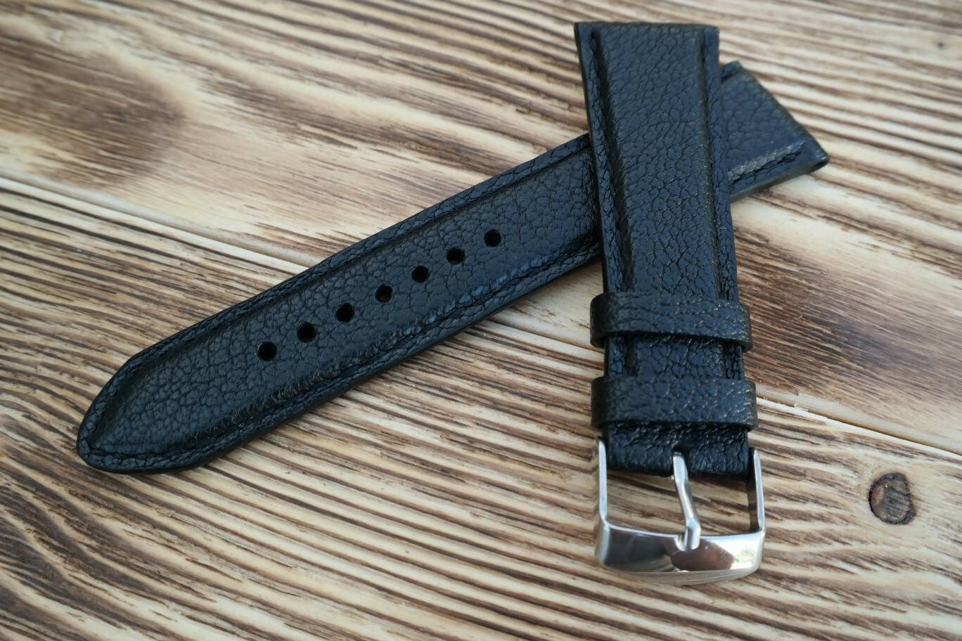 Custom black leather watch band leather watch bands 16mm Etsy