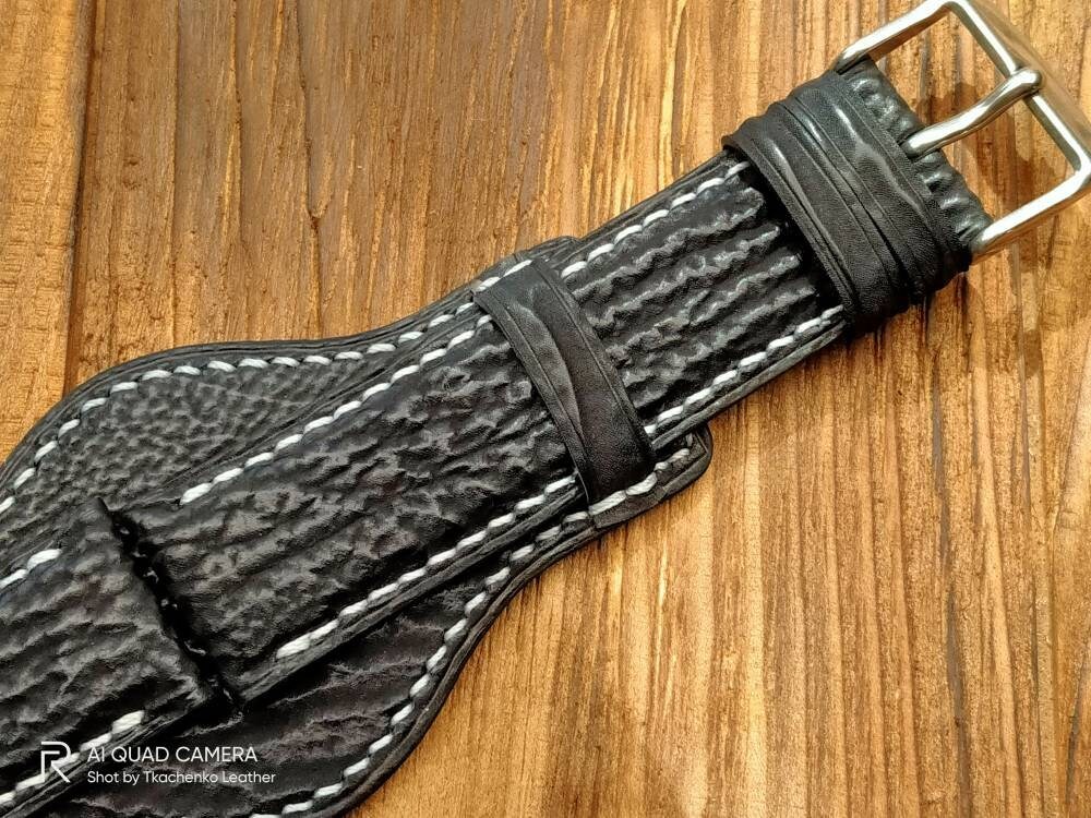 Shark watchband leather watch strap 16 18 19 20 21 22 24 | Etsy