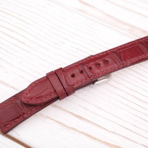 Red Alligator watch band 14 16 18 19 20 21 mm women's watch strap red watch straps small wrist watch bands Men's strap red leather bracelet