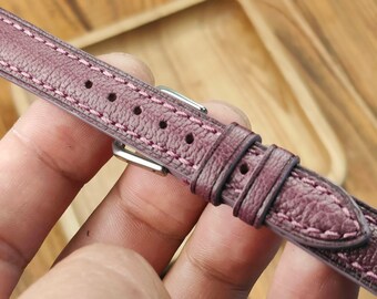 Red Goat Leather Watch Band: Bespoke Hand-Stitched Padded Strap