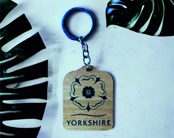 Etched Wood Keyring made from a sustainable source