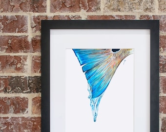 Redfish Drip Tail Giclee Fish Print and Original Portrait / Tail Series / Fly Fishing / Red Drum Speckled Trout Flounder Snook Inshore