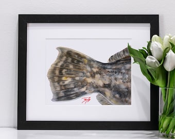Original and Archival Flounder Tail Fish Print | Tail Series | Inshore Fishing