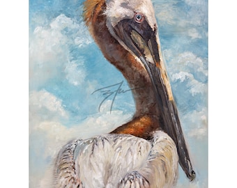 Limited Edition "Marathon" Pelican Portrait Print | Pelican Portrait by Brandon Finnorn
