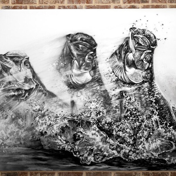 Original “Wrath of a King” Charcoal | Tarpon Art by Brandon Finnorn