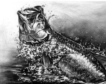 Limited Edition "Dancing White Gold" Giclee Print | Tarpon Painting by Brandon Finnorn