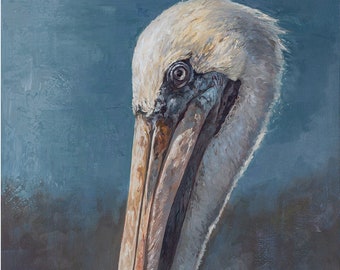 Original "Before a Storm" 24x36 inch Oil Painting on Canvas | Louisiana Brown Pelican| Coastal Artwork