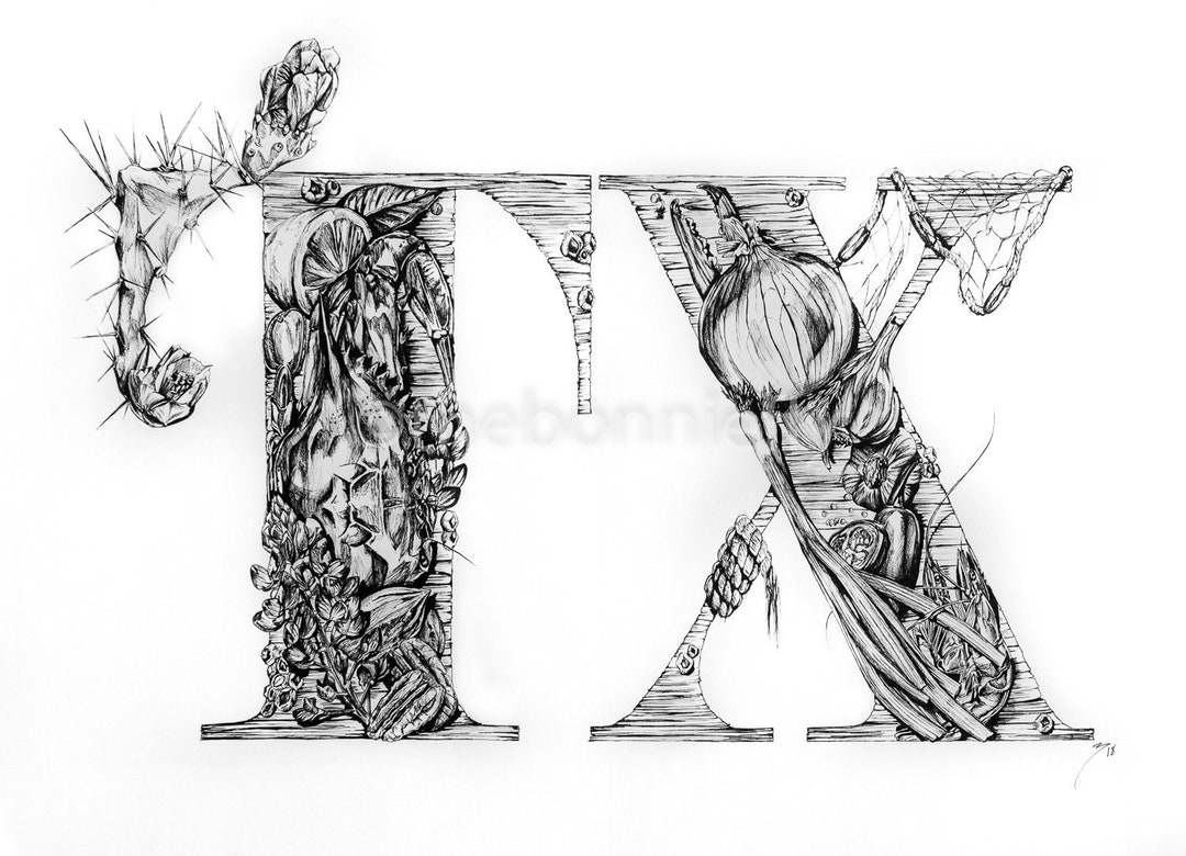 Texas in Ink | Black and White Giclee Prints - Etsy