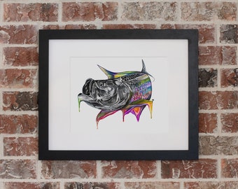 Tarpon Giclee Fish Print Absract | Modern Fishing Artwork