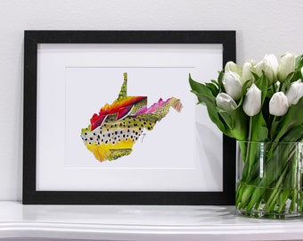 West Virginia State of Fishing Giclee Fish Print