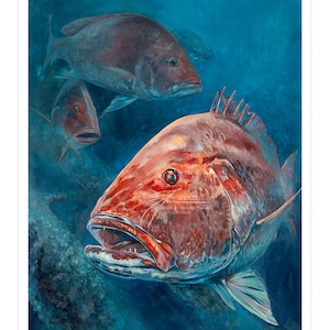Limited Edition &quot;Giant Snapper&quot; Giclee Print | Red Snapper Painting by Brandon Finnorn