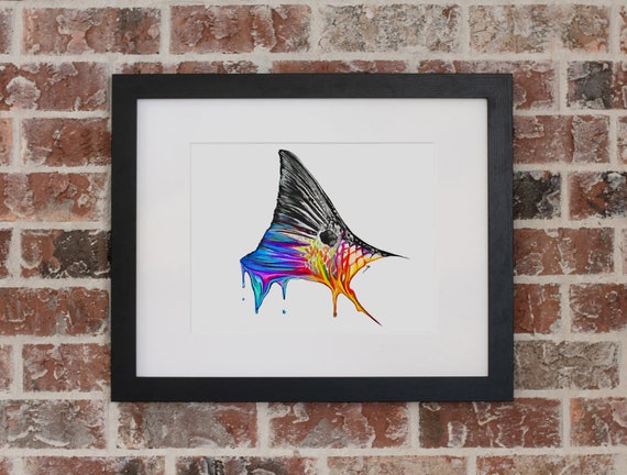 Redfish Tail Melting Portrait | Pastel Charcoal Artwork | Inshore
