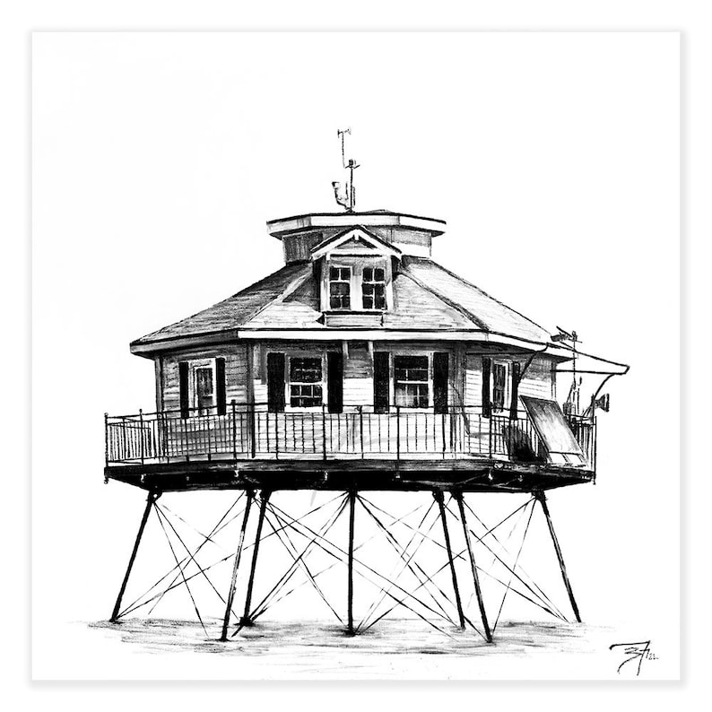 Limited Edition Middle Bay Lighthouse Prints Alabama Lighthouse Painting by Brandon Finnorn image 1