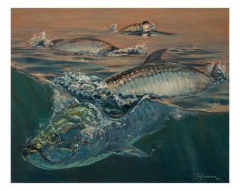 Original "Lord of the Morning" 16x20 inch Oil Painting on Canvas | Tarpon Painting by Brandon Finnorn | Coastal Artwork