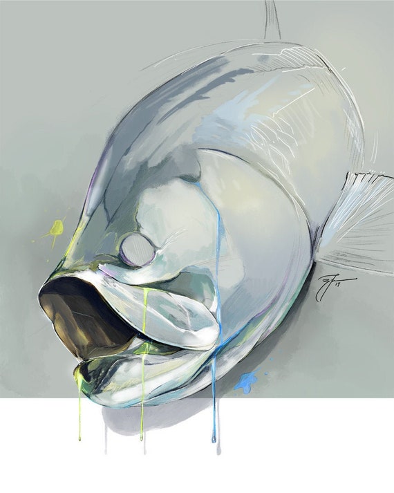 Tarpon Over The Edge | Digital Prints | Fish Painting | Fly Fishing Print |  Fishing Art | Saltwater Fishing Artwork | Finnorn