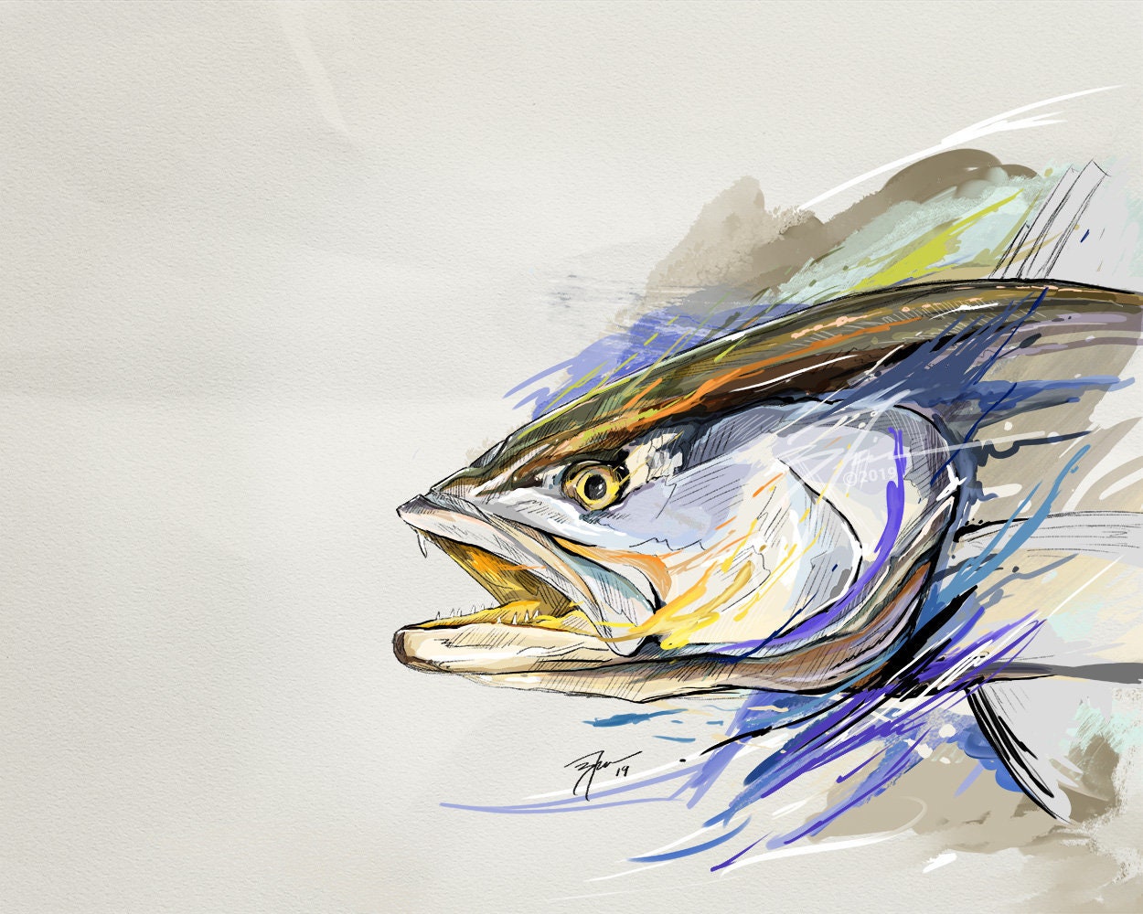 Speckled Trout Color Splash Giclee | Inshore Saltwater Fishing Art Prints |  Artwork Print | Spotted Seatrout Fine Art