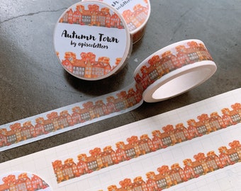 Autumn Town Washi Tape, Washi Tape, Ruban de masquage, ruban décoratif