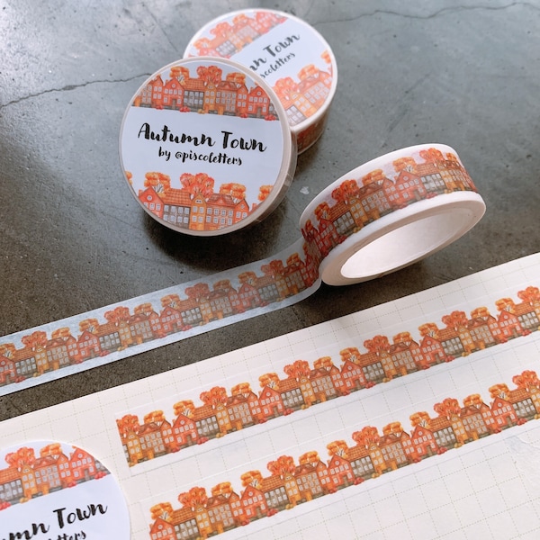 Autumn Town Washi Tape, Washi Tape, Masking Tape, decorative tape