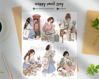 Pegatina digital imprimible de Feliz Día del Correo