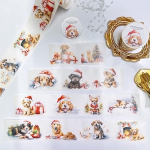 Piscoletters Festive Dogs Washi Tape with released paper,released paper tape, decorative tape