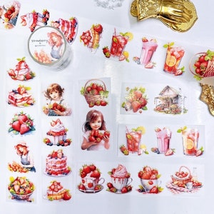 Nastro in PET alla fragola Piscoletters con carta staccata, nastro in carta staccata, nastro decorativo
