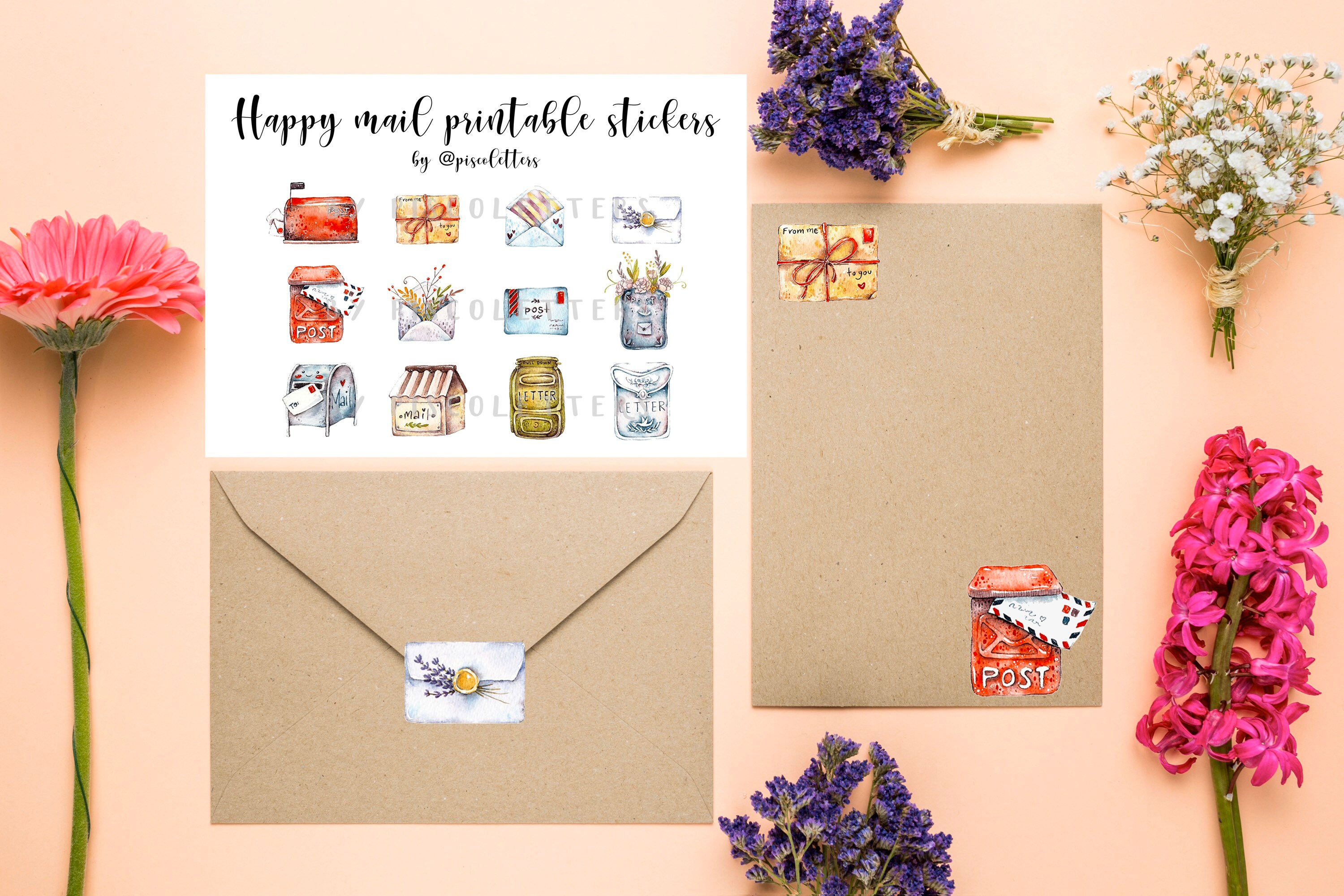 Happy Mail Printable stickers Planner stickers Happy Mail | Etsy
