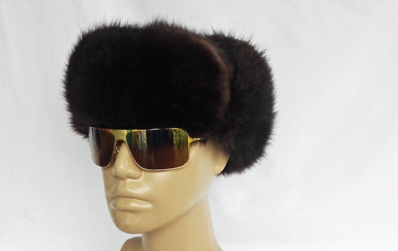 Vintage Fur Trapper Warm Winter Hat Aviator Style Ear Flaps Large 58 cm 23