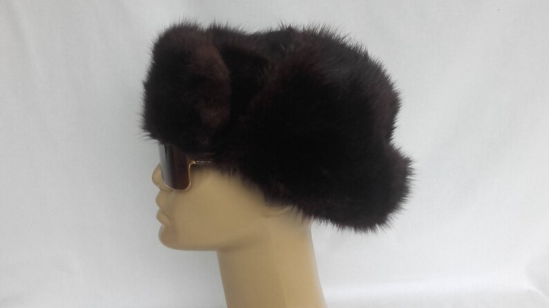 Vintage Fur Trapper Warm Winter Hat Aviator Style Ear Flaps Large 58 cm 23