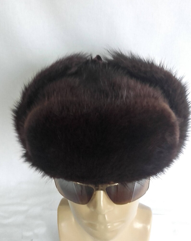 Vintage Fur Trapper Warm Winter Hat Aviator Style Ear Flaps Large 58 cm 23