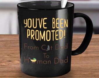 PixiDoodle® Novo presente para o pai - Novo presente para o pai - Nova caneca para o pai - Presente para o pai do gato - Primeiro dia dos pais - Anúncio do primeiro filho - Nascimento do pai - Caneca de café