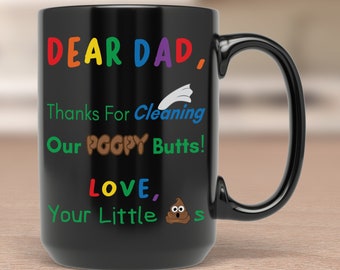 PixiDoodle™ First Father's Day-Dad From Daughter-Dad From Son-First Time Dad Gift-Gift for Dad-Kids Gift To Dad-New Dad Gift-Coffee Mug