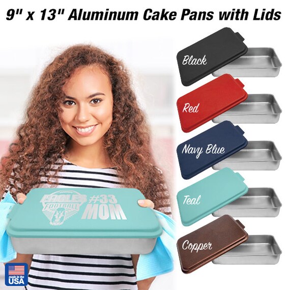Personalized Aluminum Cake Pan with Red Lid