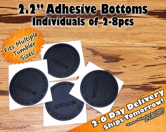 PixiDoodle® 2.2" Silicone Tumbler Bottoms: Self-Adhesive with Care Instructions